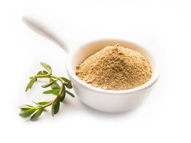 Poudre de brahmi, un ingrédient fortifiant et apaisant pour le cuir chevelu.