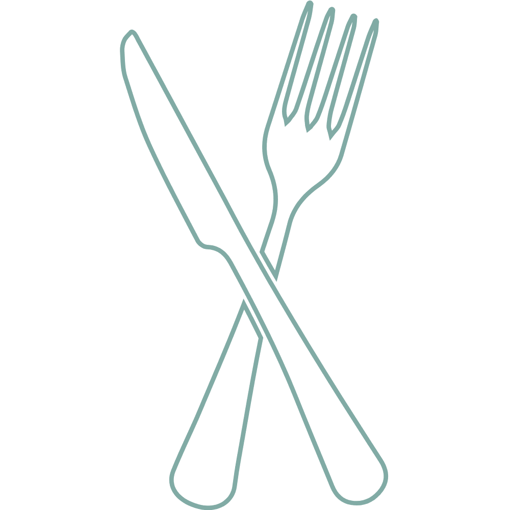 image d'une fourchette et d'un couteau bleu